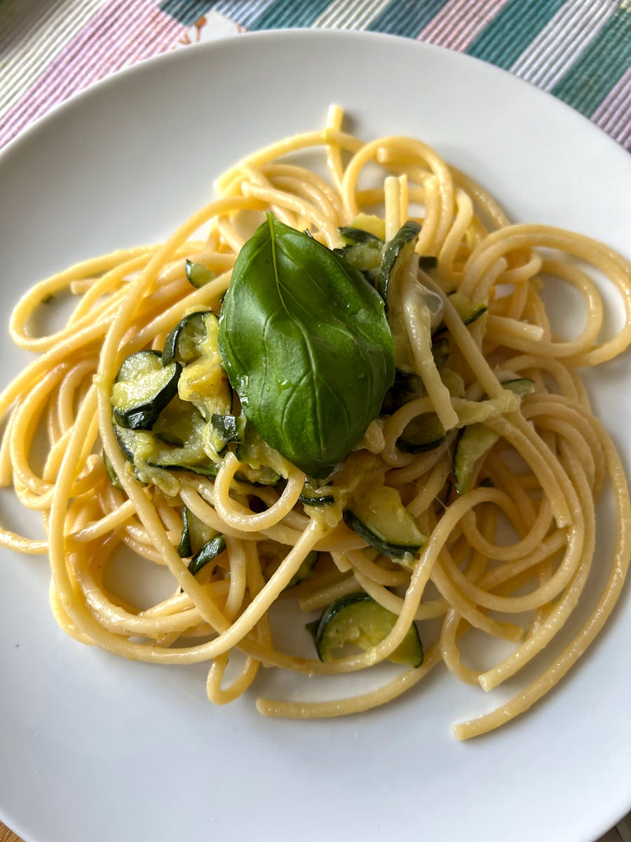 Pasta on White Ceramic Plate